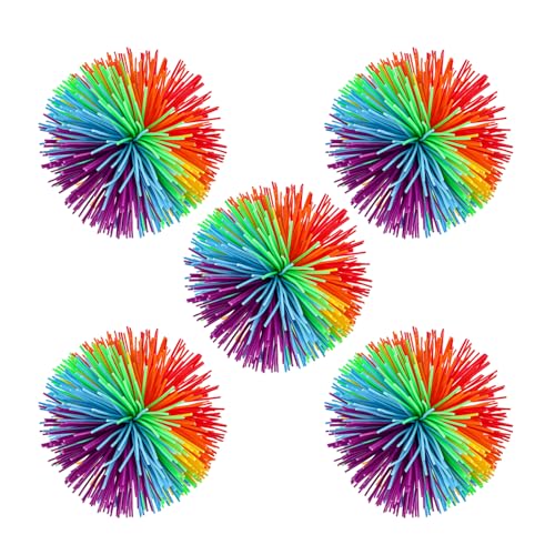 Rainbow Stress Ball, Silikon Stressball Spielzeug, Mitgebsel Kindergeburtstag, Stringy Fidget Balls, Regenbogenball, Squishy Antistressball für Erwachsener Kinder (5 Stück) von FONDUO