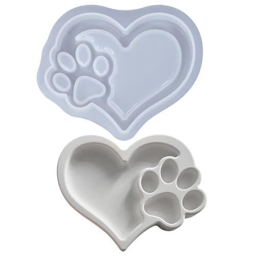 Silikonform Katzenpfote Tablett, Silikonformen Gießformen Schmuck Teller Herzform, Giessformen Gießform Silikon Tablett Epoxidharz Tablett Formen Aufbewahrung Schale Beton Gipsform Handwerk von FONDUO