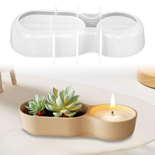 Silikonformen Gießformen Blumentopf, 2 in 1 Gießform Kerzenhalter tablett, Gipsformen Teelichthalter zum Gießen, Vase Gießformen Silikon, Gips zum Gießen, Silikon Gießform, Silicone Mold (I) von FONDUO