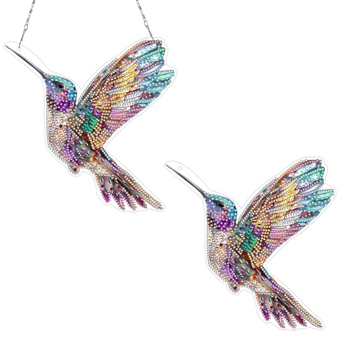 Sonnenfänger Kristall Prisma, Fensterdeko Hängend Kolibri Suncatcher, Kristalle zum Aufhängen Gartendeko, Weihnachtsbaum Hängende Ornamente für Fenster Garten Basteln Deko (D,Diamond Painting) von FONDUO