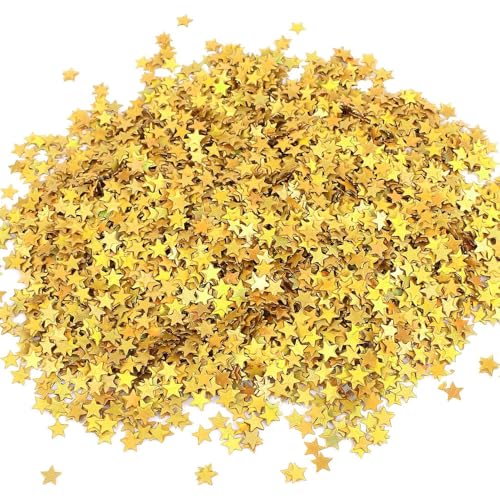 FONGKNOX 30 g Stern-Pailletten-Konfetti, Gold-Konfetti, 10 mm, Tischdekorationen, Streusel, metallische Glitzerfolie, Konfetti für Hochzeit, Party, Babyparty, Festival, DIY-Dekorationen von FONGKNOX