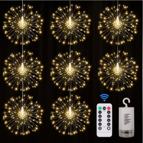 FOOING Feuerwerk Lichterkette 200LED,Feuerwerk Lichterketten Licht Weihnachtslicht mit Fernbedienung 8 Stück Batteriebetrieben Außen Innen,Weihnachten weihnachtsbeleuchtung deko FOOING Feuerwerk Lichterkette 200LED,Feuerwerk Lichterketten Licht Weihnachtslicht mit Fernbedienung 8 Stück Batteriebetrieben Außen Innen,Weihnachten weihnachtsbeleuchtung deko von FOOING