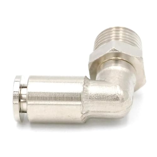 FOPURE Pneumatic Nickel Brass Elbow Push In Connector Union Quick Release Air Fitting Plumbing 1/4" Male to Fit Tube O/D 6mm von FOPURE