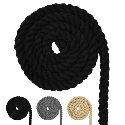 Baumwollkordel, Schwarzes Makramee-Garnseil, viele Größen Baumwollseil für DIY-Bastelarbeiten, Geschenke (Schwarz 20mm(5M)) von FORBELL