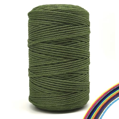 FORBELL Makramee Garn, 3mm x 300m Premium Baumwollgarn, DIY Handwerk (Armeegrün) von FORBELL