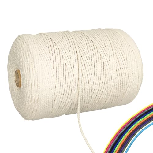 FORBELL Makramee Garn, 3mm x 300m Premium Baumwollgarn, DIY Handwerk (Beige, 3 mm x 300 M) von FORBELL