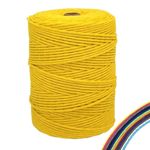 FORBELL Makramee Garn, 3mm x 300m Premium Baumwollgarn, DIY Handwerk (Zitronengelb) von FORBELL