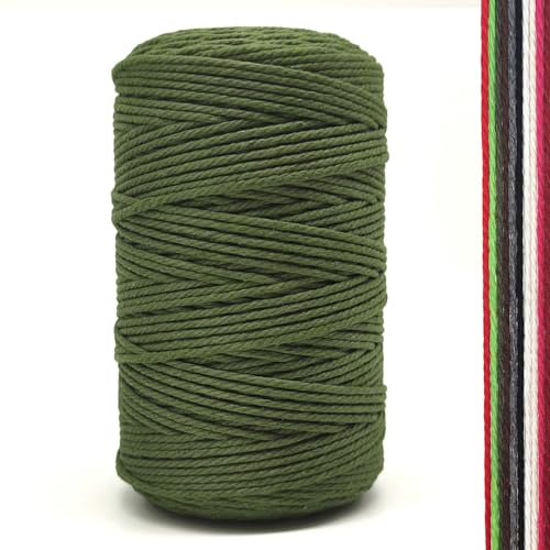 FORBELL Makramee Garn, 2mm x 300m Premium Baumwollgarn, DIY Handwerk (Armeegrün, 2 mm x 300 M) von FORBELL