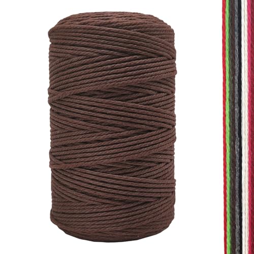 FORBELL Makramee Garn, 2mm x 300m Premium Baumwollgarn, DIY Handwerk (Braun, 2 mm x 300 M) von FORBELL