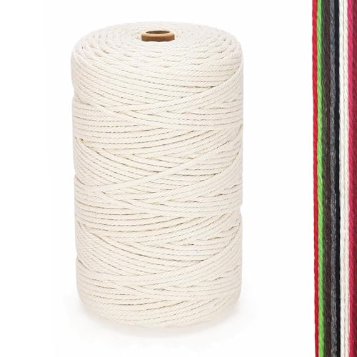 FORBELL Makramee Garn, 2mm x 300m Premium Baumwollgarn, DIY Handwerk (Naturell, 2 mm x 300 M) von FORBELL