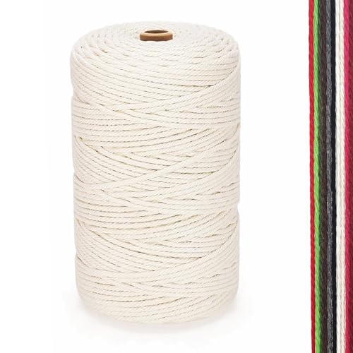 Makramee Garn, 2mm x 300m Premium Baumwollgarn, DIY Handwerk (Naturell (2mm)) von FORBELL