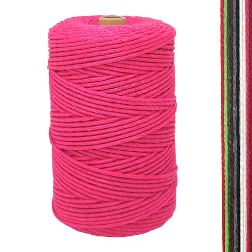 FORBELL Makramee Garn, 2mm x 300m Premium Baumwollgarn, DIY Handwerk (Rosenrot, 2 mm x 300 M) von FORBELL
