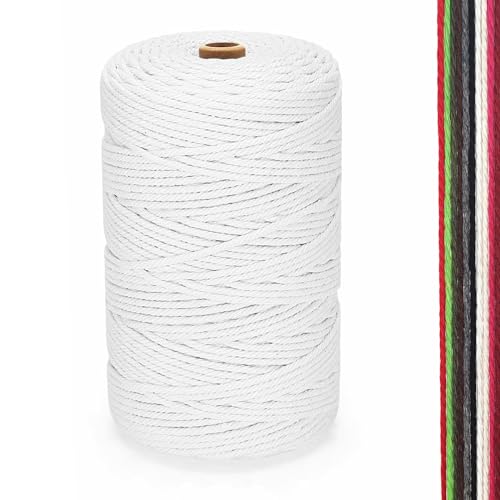 FORBELL Makramee Garn, 2mm x 300m Premium Baumwollgarn, DIY Handwerk (Weiß, 2 mm x 300 M) von FORBELL