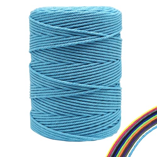 Makramee Garn, 3mm x 300m Premium Baumwollgarn für DIY Handwerk (Hellblau 01) von FORBELL