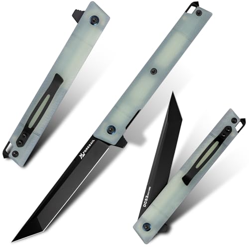 FORESAIL Flipper Taschen-Klappmesser, DC53 Stahlklinge und G10-Griff. Mit Taschenclip und Glasbrecher, Herrentaschenmesser Wandern Reise EDC Werkzeug Messer. (Natürlicher G10-Griff) von FORESAIL