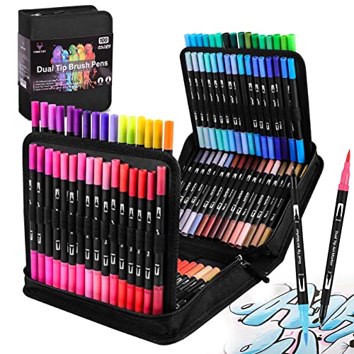 FORETOY Dual Brush Pen Set, 100 Farben Filzstifte Dicke und Dünne Pinselstifte Für Kinder Erwachsene Bullet Journal Stifte, Handlettering, Manga, Mandala, Malbücher, Fasermaler und Fineliner FORETOY Dual Brush Pen Set, 100 Farben Filzstifte Dicke und Dünne Pinselstifte Für Kinder Erwachsene Bullet Journal Stifte, Handlettering, Manga, Mandala, Malbücher, Fasermaler und Fineliner von FORETOY