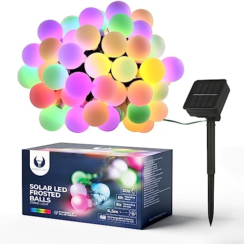 FOREVER Solar lichterkette außen wetterfest, 30 LED,8 Modi 6,5m, Außer/Innen lampions solar für Garten, Bäume, Hochzeiten, Partys, Weihnachten (mehrfarbig milchig) von FOREVER