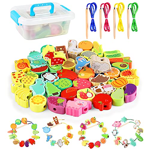 FORMIZON 42 Stück Holzspielzeug Fädelspiel, Holzperlen zum Auffädeln ab 2-5 Jahre Kleinkind, Montessori Lernspiel Spielzeug Obst Gemüse Tieren, Pädagogisches Lernspielzeug Jungen und Mädchen (42pcs) FORMIZON 42 Stück Holzspielzeug Fädelspiel, Holzperlen zum Auffädeln ab 2-5 Jahre Kleinkind, Montessori Lernspiel Spielzeug Obst Gemüse Tieren, Pädagogisches Lernspielzeug Jungen und Mädchen (42pcs) von FORMIZON