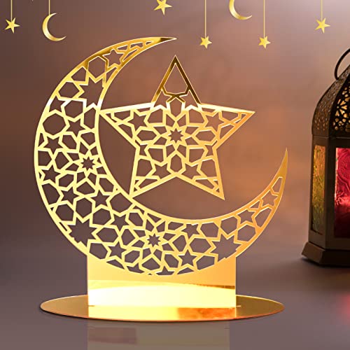 FORMIZON EID Mubarak Dekor, Gold Acryl Tischdeko Mond Ramadan, Mondstern Ramadan Dekoration Eid Mubarak Islamischer Muslimischer, Muslimisches Festival Islamisches Dekor für Home Party Supplies (3) von FORMIZON