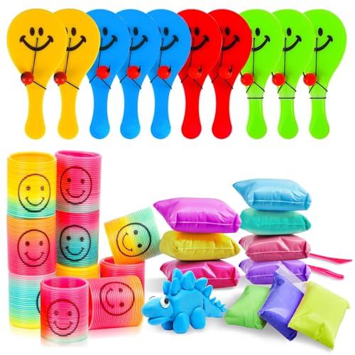 FORMIZON Mitgebsel für Kinder, 30Pcs Mitgebsel Set, Regenbogenspirale für Kinder, Seifenblasen, Springknete Hüpfknete, Give aways ideal für Kindergeburtstag Gastgeschenke (Regenbogenspirale) von FORMIZON