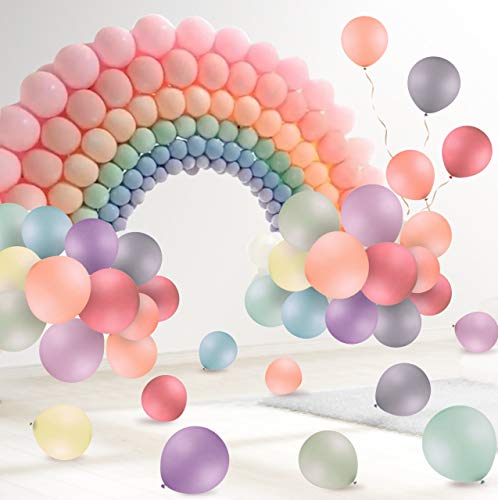 FORMIZON Pastell Luftballons, 120 Stücke 10 Farben Latex Luftballons, Farbige Ballons, Macaron Ballon, Bunte Dekorative Ballons Latexballons Pastell für Hochzeit Geburtstag Engagement Baby Dusche von FORMIZON