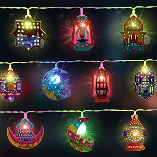 FORMIZON Ramadan Fee Lichterketten, 1.65Meters 10 LEDs Eid Mubarak Bunt String Licht, Stern Mond Dekoration Eid Mubarak LED-Laternen, Muslim LED Lichterketten für Ramadan Partyzubehör(3) von FORMIZON