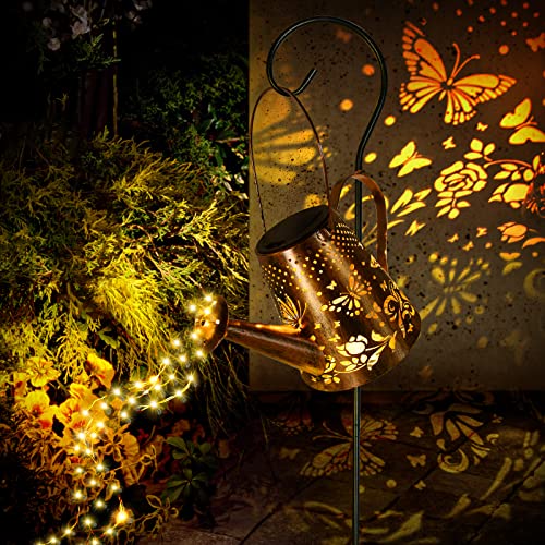 FORMIZON Solar Gießkanne Lampe, Solarlampen für Außen Garten 90 LED Lichterketten, IP65 Wasserdichtes Gartenlampen mit Einem Rack für Landschaft im Freien, Garten, Balkondekoration (Schmetterling) von FORMIZON