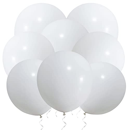 FORMIZON Weiß Luftballons Set, 15 Stücke 18 Zoll Großer Ballons, Weiß Riesige Latexballons, Weiß Helium Luftballon mit Bändern für Hochzeit Valentinstag Geburtstag Taufe Kommunion Party Deko (Weiß) von FORMIZON