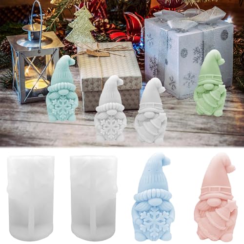 2 Silikonformen Gießformen Weihnachten, FORMVERSITY 3D Silikonform Wichtel, Silikonform Seife, Silikonformen Gießformen Kerzen, Silikonform Weihnachtsmann für Gips Tannenbaum Diy Duftkerzenherstellung von FORMVERSITY