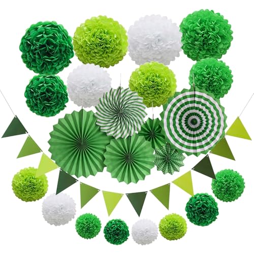 23 Stück Pompons Deko, FORMVERSITY Seidenpapier Pompons, Papierfächer Deko, Papierblumen, Pom Pom Kit, Party Deko, Girlande Grün, Wimpel, Geeignet für Feste, Geburtstage, Hochzeiten, Partys, Taufen 23 Stück Pompons Deko, FORMVERSITY Seidenpapier Pompons, Papierfächer Deko, Papierblumen, Pom Pom Kit, Party Deko, Girlande Grün, Wimpel, Geeignet für Feste, Geburtstage, Hochzeiten, Partys, Taufen von FORMVERSITY