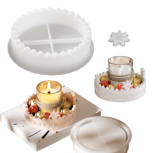 Silikonformen Gießformen Weihnachten, FORMVERSITY Silikonform Kerzenhalter Gießform Stern, Silikonform Adventskranz Gießform Adventskalender, silikonform Tablett mit Nummer für Ostern, Eid von FORMVERSITY