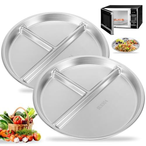 FORNORM 2 Stück Teller mit Unterteilung, 23 cm Edelstahl Teller Baby Portionsplatte für Erwachsene Fettabbau-Mahlzeit, Kindergeschirr Snack Tablett FORNORM 2 Stück Teller mit Unterteilung, 23 cm Edelstahl Teller Baby Portionsplatte für Erwachsene Fettabbau-Mahlzeit, Kindergeschirr Snack Tablett von FORNORM