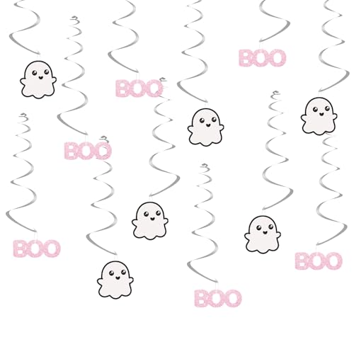 24pcs Halloween Boo Hanging Swirl Decorations Ghost Ceiling Whirl Streamer Hanging Banner Little Boo Hanging Swirl for Baby Shower/Halloween Party Decoration von FORSHEEP