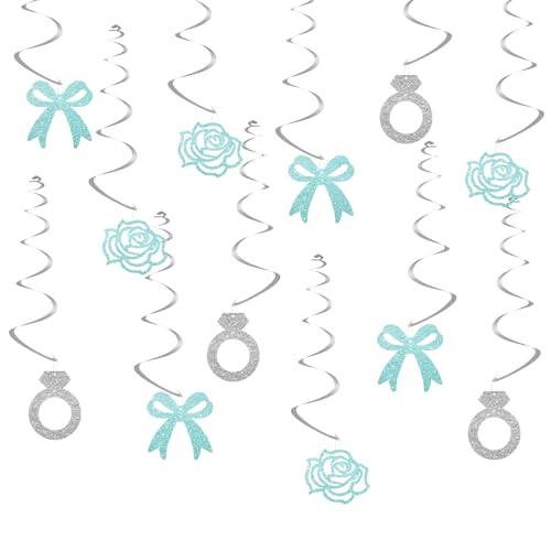24pcs Something Blue Before I Do Hanging Swirl Decorations, Bridal Shower Ceiling Whirl Streamer Hanging Banner, Blue Floral Hanging Swirls for Bachelorette/Engagement Party Decoration von FORSHEEP