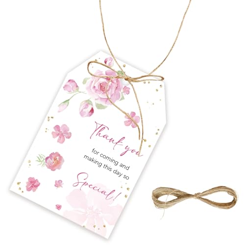 50 x Rosen-Dankeschön-Geschenkanhänger, Aquarell-Blumen-Geschenkanhänger mit Schnur für Hochzeitsfeier, Rosen-Dankeschön-Papieranhänger für Brautparty/Verlobungsparty 50 x Rosen-Dankeschön-Geschenkanhänger, Aquarell-Blumen-Geschenkanhänger mit Schnur für Hochzeitsfeier, Rosen-Dankeschön-Papieranhänger für Brautparty/Verlobungsparty von FORSHEEP