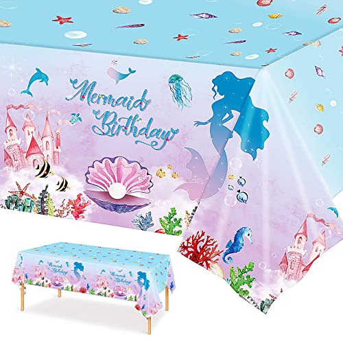 2 Stück Meerjungfrauen Tischdecke, wasserdichte Meerjungfrauen Party Tischdecke, Meerjungfrau Tisch Cover für Mädchen Prinzessin Geburtstag, Babyparty Tischdecke für Kinder Mädchen Sea Themen Party 2 Stück Meerjungfrauen Tischdecke, wasserdichte Meerjungfrauen Party Tischdecke, Meerjungfrau Tisch Cover für Mädchen Prinzessin Geburtstag, Babyparty Tischdecke für Kinder Mädchen Sea Themen Party von FORYNXHWIN