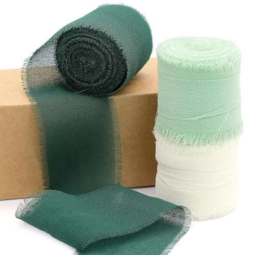 FORYNXHWIN Chiffonband 3 Farbe, 3,8cm x 19,2m Geschenkband Breit Hochzeit Schleifenband Stoffband, Bänder-Set für Hochzeitseinladung, Brautstrauß, Dekoration, Geschenkverpackung, Schleifenherstellung von FORYNXHWIN