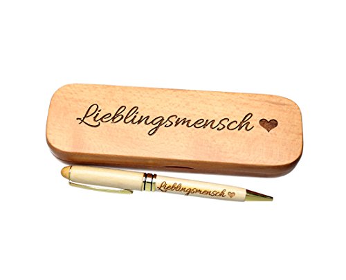 FORYOU24 Hochwertiger Kugelschreiber mit Gravur Lieblingsmensch in Geschenk-Schachtel aus Holz die Geschenkidee Stift graviert von FORYOU24