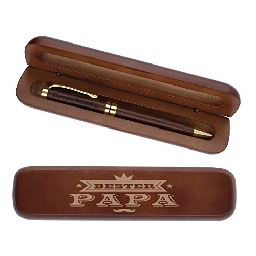 FORYOU24 Holz Kugelschreiber mit Grauvur Bester Papa Vatertagsgeschenk von FORYOU24