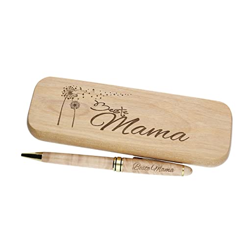 FORYOU24 Kugelschreiber mit Gravur Beste Mama in Geschenk-Schachtel aus Holz die Geschenkidee Stift graviert von FORYOU24