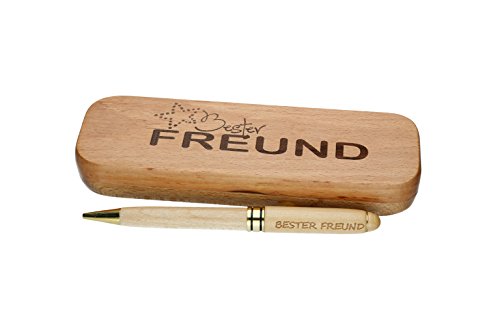 FORYOU24 Kugelschreiber mit Gravur Bester Freund in Geschenk-Schachtel aus Holz die Geschenkidee Stift graviert von FORYOU24