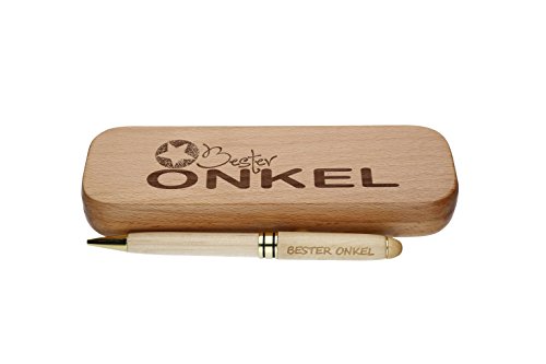 FORYOU24 Kugelschreiber mit Gravur Bester Onkel in Geschenk-Schachtel aus Holz die Geschenkidee Stift graviert von FORYOU24