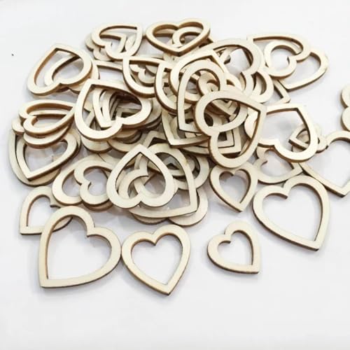 Holzscheiben, Ornamente, 1 x 1 cm, Holzblumen, Blätter, Herzform, hängende Ornamente für Zuhause, Party, Tischdekoration, Scrapbooking, Basteln, Herz, 100 Stück Holzscheiben, Ornamente, 1 x 1 cm, Holzblumen, Blätter, Herzform, hängende Ornamente für Zuhause, Party, Tischdekoration, Scrapbooking, Basteln, Herz, 100 Stück von FOSANGNANTU