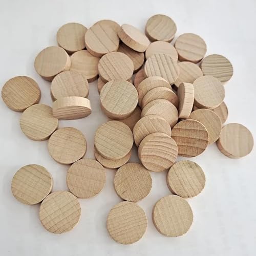 Holzscheiben, Ornamente, 1 x 1 cm, unlackiert, rund, blanko, Kreise, Holzstück für Kunst, Handwerk, Projekt, Party-Dekorationen, 50 Stück von FOSANGNANTU