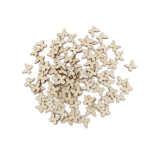 Holzscheiben, Ornamente, 1 x 1 x 0,2 cm, Holz-Schmetterlinge, Bastelverzierungen, Holzausschnitt, Scrapbooking, für Kunst, Hochzeitsdekoration, 100 Stück Holzscheiben, Ornamente, 1 x 1 x 0,2 cm, Holz-Schmetterlinge, Bastelverzierungen, Holzausschnitt, Scrapbooking, für Kunst, Hochzeitsdekoration, 100 Stück von FOSANGNANTU
