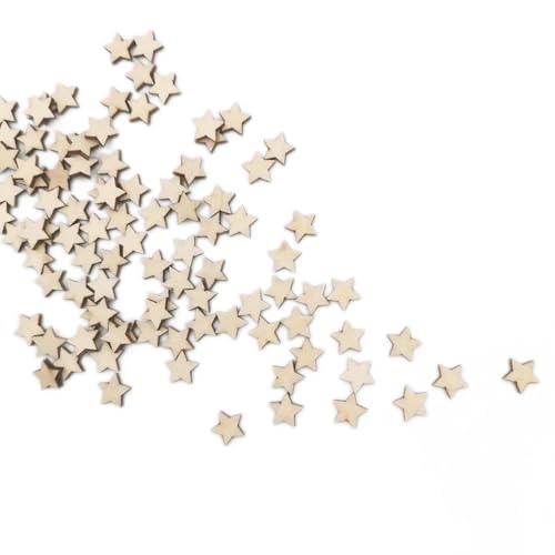 Holzscheiben, Ornamente, 1 x 1 x 0,2 cm, Sternmuster, Holz, Scrapbooking, Kollektion, Handwerk für handgefertigte Accessoires, Scheiben, Dekoration, 100 Stück Holzscheiben, Ornamente, 1 x 1 x 0,2 cm, Sternmuster, Holz, Scrapbooking, Kollektion, Handwerk für handgefertigte Accessoires, Scheiben, Dekoration, 100 Stück von FOSANGNANTU