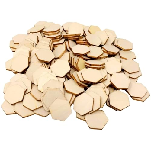 Holzscheiben, Ornamente, 100 Stück, 2 x 2 x 0,22 cm, sechseckig, unlackiert, blanko, natürliche Holzscheiben, Ausschnitte, Handwerk, Heimdekoration Holzscheiben, Ornamente, 100 Stück, 2 x 2 x 0,22 cm, sechseckig, unlackiert, blanko, natürliche Holzscheiben, Ausschnitte, Handwerk, Heimdekoration von FOSANGNANTU