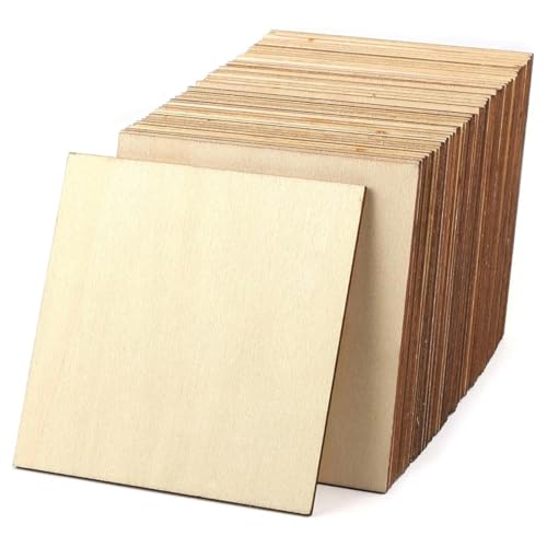 Holzscheiben, Ornamente, 12 x 12 x 0,25 cm, unlackierte Holzstücke, natürliche Blanko-Holzscheiben, quadratische Ausschnitte, Fliesen, Basteln, Tassen-Untersetzer, Wandbuchstaben, 5 Stück Holzscheiben, Ornamente, 12 x 12 x 0,25 cm, unlackierte Holzstücke, natürliche Blanko-Holzscheiben, quadratische Ausschnitte, Fliesen, Basteln, Tassen-Untersetzer, Wandbuchstaben, 5 Stück von FOSANGNANTU