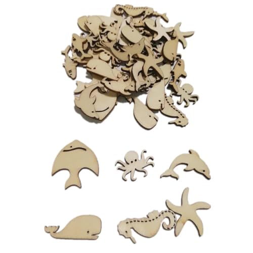 Holzscheiben, Ornamente, 2,5 cm, unlackierte Holzausschnitte, Meerestiere, Seesterne, Fische, Holzstücke für Kunst, Handwerk, Holzornamente, 50 Stück Holzscheiben, Ornamente, 2,5 cm, unlackierte Holzausschnitte, Meerestiere, Seesterne, Fische, Holzstücke für Kunst, Handwerk, Holzornamente, 50 Stück von FOSANGNANTU