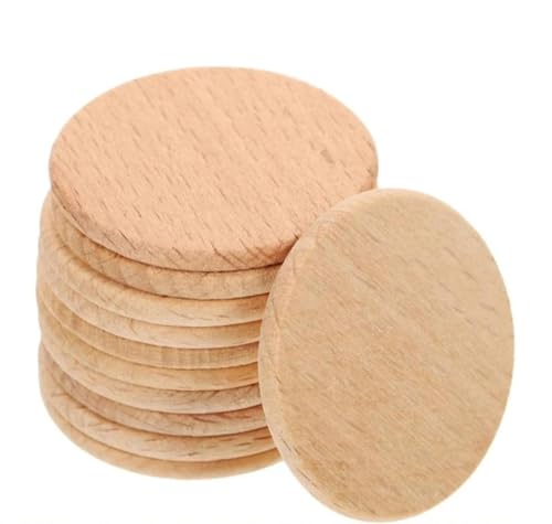 Holzscheiben, Ornamente, 2,5 x 2,5 x 0,8 cm dick, natürliche Buchenholzscheiben, unlackierte Massivholzausschnitte, Bastelprojekte, 10 Stück Holzscheiben, Ornamente, 2,5 x 2,5 x 0,8 cm dick, natürliche Buchenholzscheiben, unlackierte Massivholzausschnitte, Bastelprojekte, 10 Stück von FOSANGNANTU